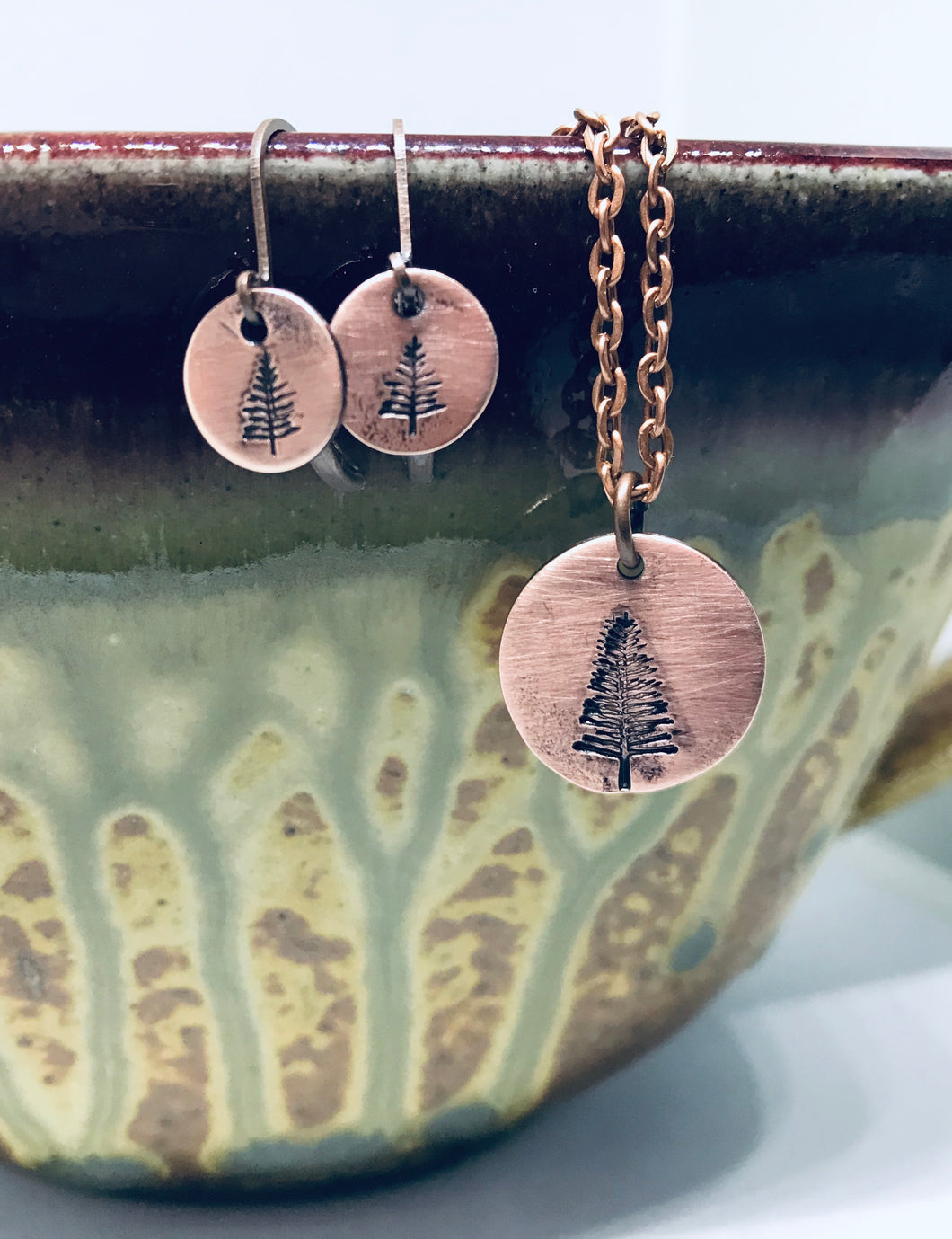 Into the Trees Copper Tree Round Necklace/Earring Set