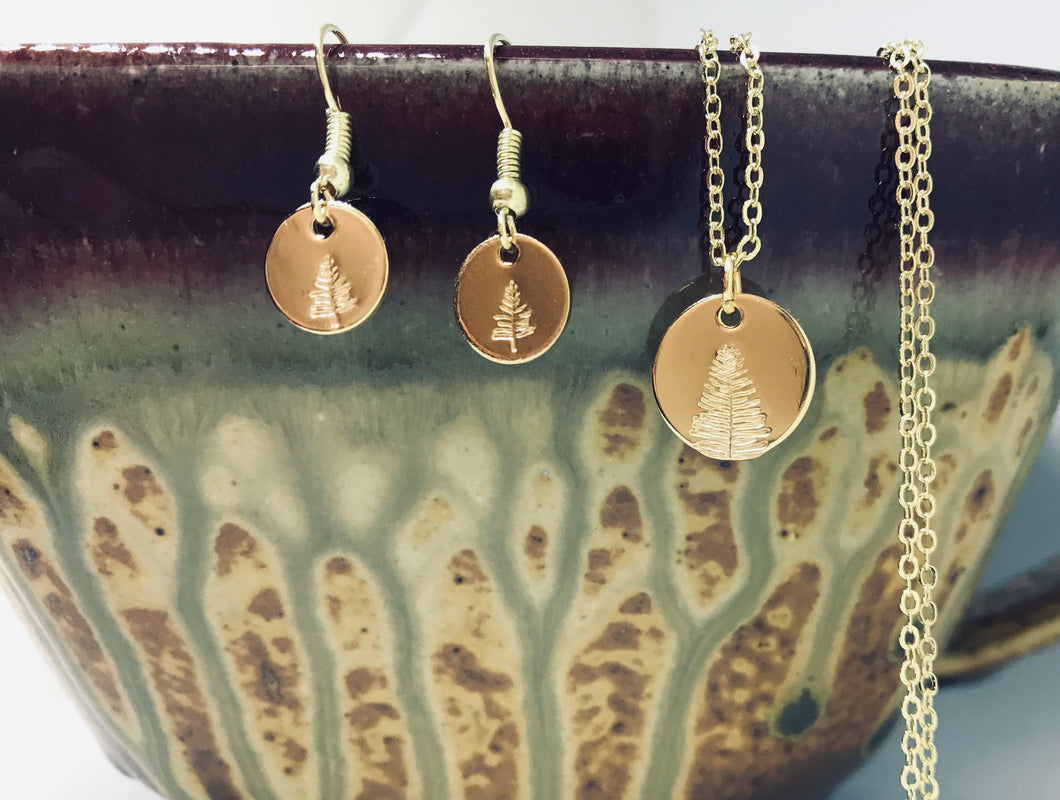 Into the Trees Gold Tree Necklace/Earring Set