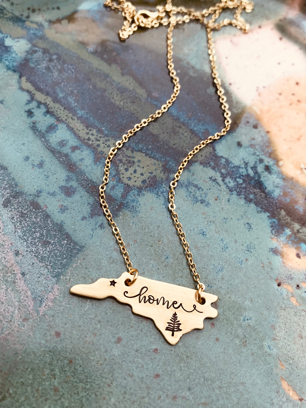 Bronze North Carolina Home Necklace