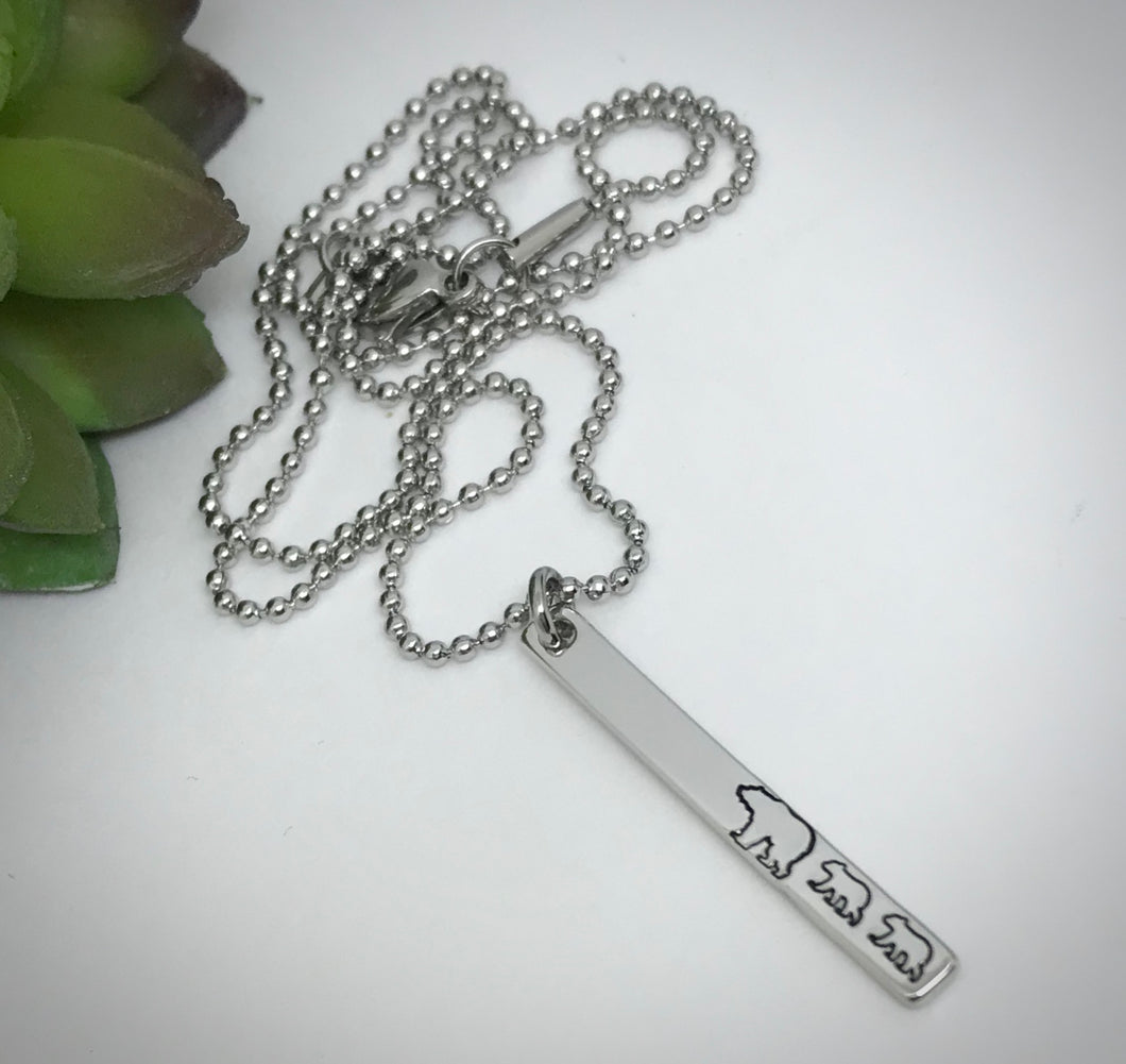 Mama Bear Vertical Bar Necklace