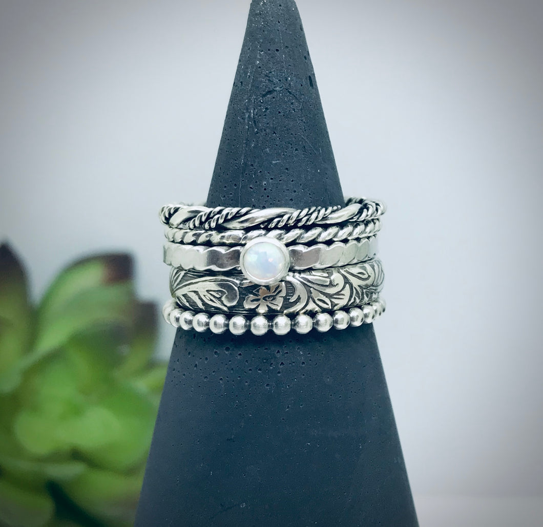 Moonlight Stack Sterling Silver Stacking Rings