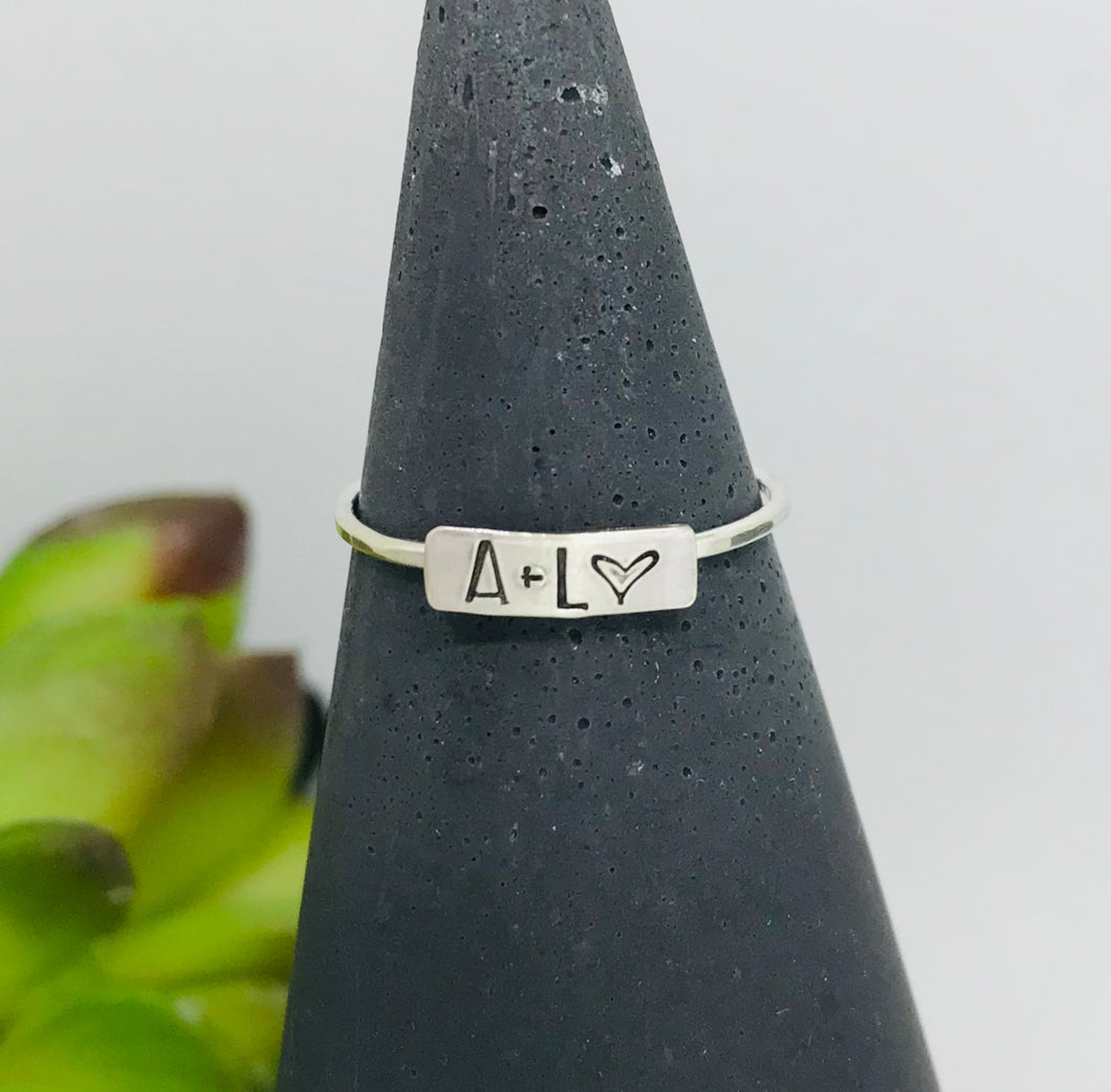 Sterling Silver Personalized Dainty Tab Ring