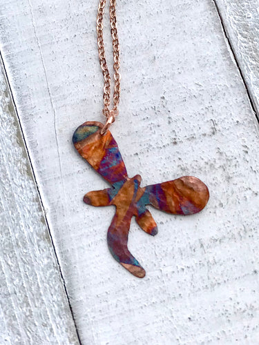 Flame Painted Dragonfly Necklace