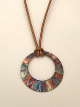 Load image into Gallery viewer, Flame Painted Copper Offset Washer Necklace