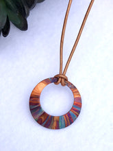 Load image into Gallery viewer, Flame Painted Copper Offset Washer Necklace