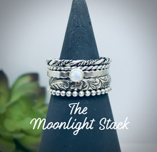 Load image into Gallery viewer, Moonlight Stack Sterling Silver Stacking Rings