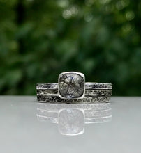 Load image into Gallery viewer, Black Rutilated Quartz Cushion Ring Set