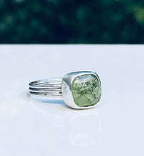 Load image into Gallery viewer, Natural Mohave Peridot Square Cut Ring