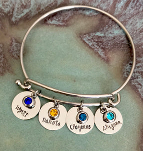 Personalized Birthstone Bangle Bracelet