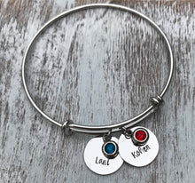 Load image into Gallery viewer, Personalized Birthstone Bangle Bracelet