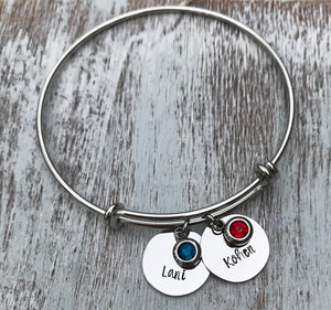 Personalized Birthstone Bangle Bracelet