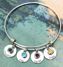 Load image into Gallery viewer, Personalized Birthstone Bangle Bracelet