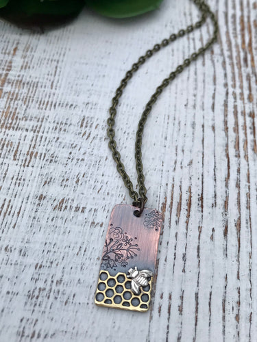 Go Tell The Bees Necklace-Rectangle