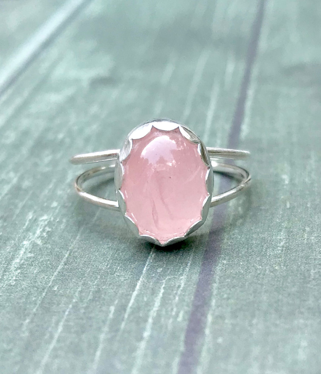 Rose Quartz Double Band Ring